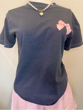 Women’s Comfort Colors Dark grey Tee with Pink Bow Accent/It is what it is🎀